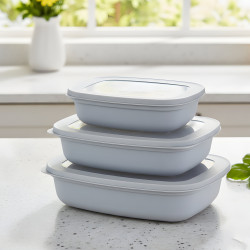 Plastic Tupperware Set - 3 Pcs